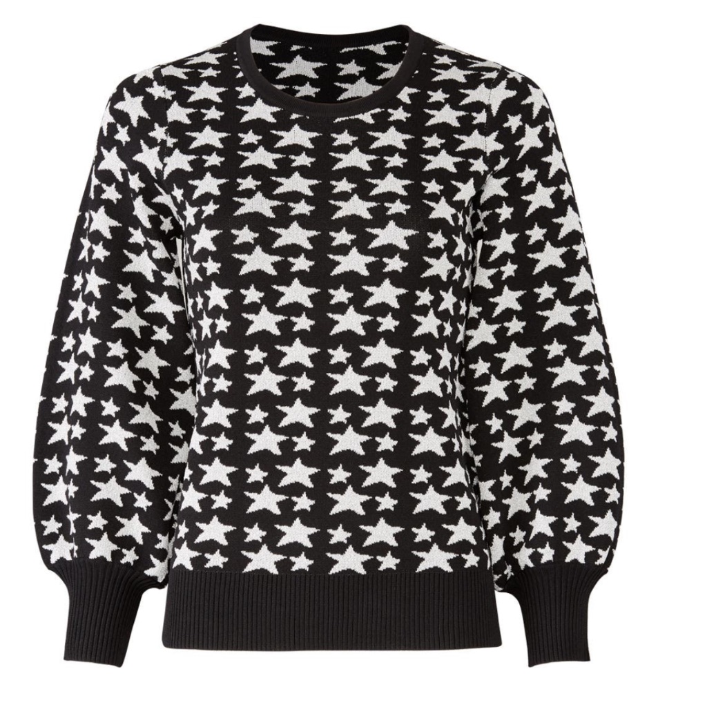 Pre-Loved - Parker, Beven Metallic Knit Stars Sweater Black & Silver (L)